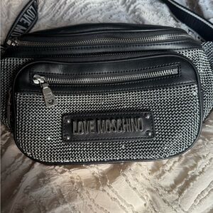 Love Moschino Black and Silver Belt Bag